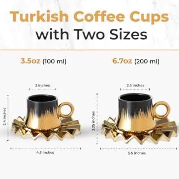 GLOXZY Turkish Coffee Cup Set - Luxury Ceramic Set of 6