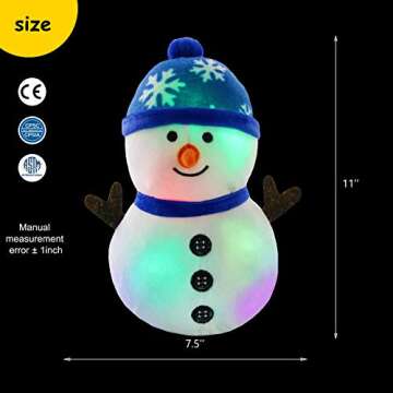 BSTAOFY LED Musical Snowman Christmas Stuffed Animal Light up Plush Toy Soft Adorable Singing Animat...