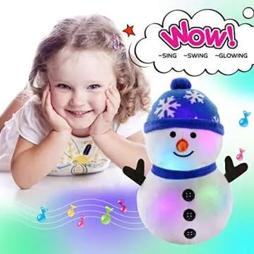BSTAOFY LED Musical Snowman Plush Toy for Kids