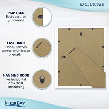Icona Bay 8.5x11 Diploma Frames (White, 6 Pack), Sturdy Wood Composite Certificate Frames, Sleek Document Frames Bulk, Sleek Design, Table Top or Wall Mount, Exclusives Collection