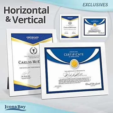 Icona Bay 8.5x11 Diploma Frames (White, 6 Pack), Sturdy Wood Composite Certificate Frames, Sleek Document Frames Bulk, Sleek Design, Table Top or Wall Mount, Exclusives Collection