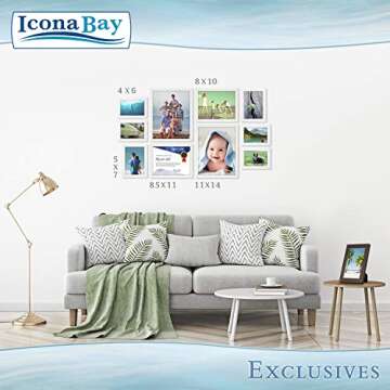 Icona Bay 8.5x11 Diploma Frames (White, 6 Pack), Sturdy Wood Composite Certificate Frames, Sleek Document Frames Bulk, Sleek Design, Table Top or Wall Mount, Exclusives Collection