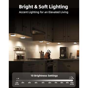 EZVALO Under Cabinet Lighting, Rechargeable Battery Operated Puck Lights with Remote, 3 Color Temps &12 RGB LED Motion Sensor Lights Indoor, Dimmable Magnetic Under Counter Lights for Kitchen (6 Pack)