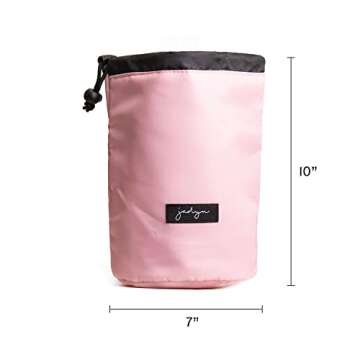 Jadyn Durable Cinch Top Makeup Organizer - Compact Travel Makeup Bag - 7 Interior Pockets for Cosmetics - Drawstring Toiletry Travel Bag for Women - 6L Storage Capacity (Pink Blush)