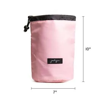 Jadyn Durable Cinch Top Makeup Organizer - Compact Travel Makeup Bag - 7 Interior Pockets for Cosmetics - Drawstring Toiletry Travel Bag for Women - 6L Storage Capacity (Pink Blush)