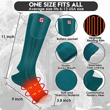Heated Socks for Women Rechargebale Heated Socks for Women Men Feet Warmer Electric Battery Powered Cold Weather Thermal Heated Socks for Outdoor Riding Camping Hiking Motorcycle Skiing Winter Socks