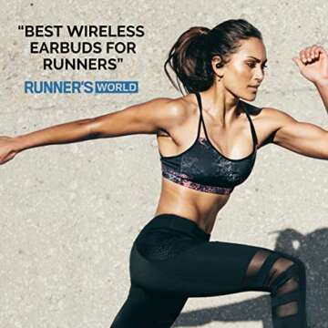 Runner 60 Wireless Running Earbuds, Over Ear Hooks, 80-Hour Long Battery Life, Water-Resistant Wireless Running Headphones. Bass Boost, Bluetooth 5 Wireless Charging Case, Gift for Runners