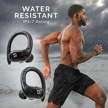 Runner 60 Wireless Running Earbuds, Over Ear Hooks, 80-Hour Long Battery Life, Water-Resistant Wireless Running Headphones. Bass Boost, Bluetooth 5 Wireless Charging Case, Gift for Runners