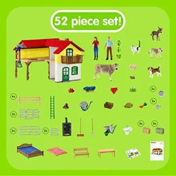 Schleich Farm World Large Toy Barn and Animals 52-piece Playset for Toddlers and Kids Ages 3-8 Multi, 19.3 Inch