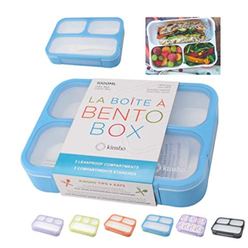 kinsho Bento Lunch Box Kids & Adult: Leakproof Lunch Containers for Boys & Girls with 3 Compartments...