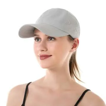 HGGE Womens Criss Cross Ponytail Baseball Cap Adjustable High Messy Bun Ponycap Trucker Hats Quick Drying Mesh Dad Hat for Outdoor Sports Travel Light Grey