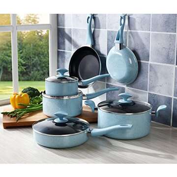 COOKSMARK Nonstick Cookware Set - 10 Piece Blue Set