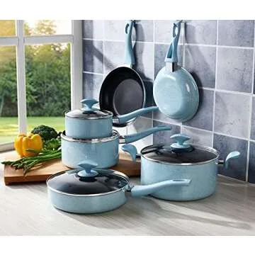 COOKSMARK Nonstick Cookware Set - 10 Piece Blue Set
