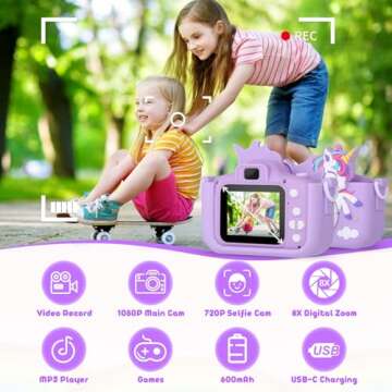 Kids Camera Unicorn Toys - Age 3-8, HD Video & Games - Perfect Birthday Gift!