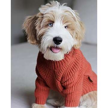 Fitwarm Thermal Knitted Dog Sweater - Cozy Turtleneck Jacket for Small Dogs