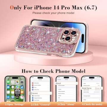 Lafunda for iPhone 14 Pro Max Case Glitter, Luxury Shiny Bling Sparkly Bumper Cover with Crystal Dia...