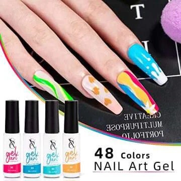 SXC Gel Liner Nail Art Set: 48 Color Precision Nail Polish