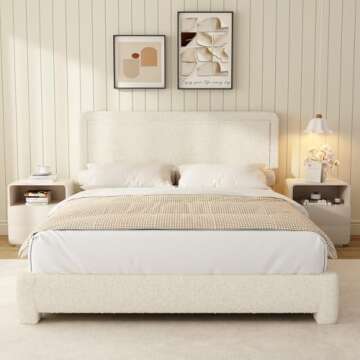 WEUP Queen Size Boucle Bed Frame for Luxurious Comfort