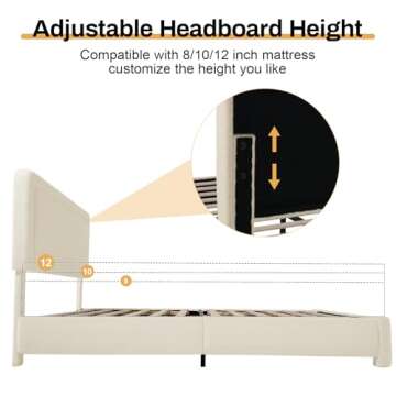 WEUP Queen Size Boucle Bed Frame for Luxurious Comfort