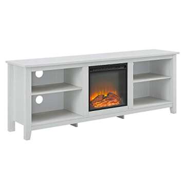 Walker Edison Wren Classic TV Stand with Electric Fireplace