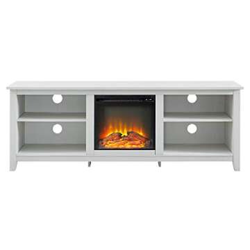 Walker Edison Wren Classic TV Stand with Electric Fireplace