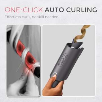 TYMO Automatic Rotating Curling Iron - TYMO CURLPRO Beach Waves 1 Inch Curling Wand, Portable Hair C...