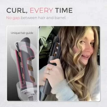 TYMO Automatic Rotating Curling Iron - TYMO CURLPRO Beach Waves 1 Inch Curling Wand, Portable Hair Curler, 500 Million Ionic, Dual Voltage & Lightweight for Travel, Ceramic Coating, Metallic Gray