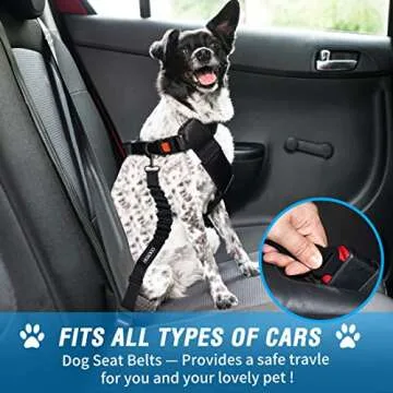 COOYOO Dog Seat Belt 3 Piece Set - Adjustable Heavy Duty Pet Safety