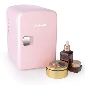 AstroAI Mini Fridge, 4 Liter/6 Can AC/DC Portable Thermoelectric Cooler and Warmer Refrigerators (Pink) (Renewed)