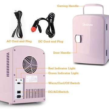 AstroAI Mini Fridge, 4 Liter/6 Can AC/DC Portable Thermoelectric Cooler and Warmer Refrigerators (Pink) (Renewed)