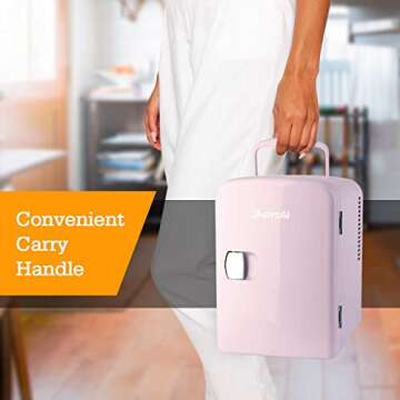AstroAI Mini Fridge, 4 Liter/6 Can AC/DC Portable Thermoelectric Cooler and Warmer Refrigerators (Pink) (Renewed)