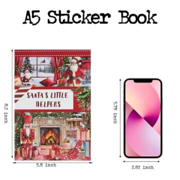 Dwpetzo Christmas Santa's Little Helpers Journaling Stickers for Junk Journals Supplies, Pre-Cut Xmas Holiday Sticker Book for Card Making, Planner, Bujo, Scrapbooking, Collage