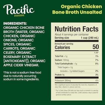 Organic Unsalted Chicken Bone Broth - Pack of 12