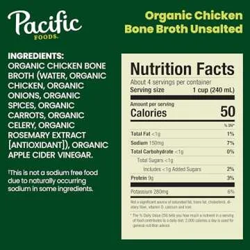 Organic Unsalted Chicken Bone Broth - Pack of 12