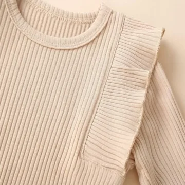 Fullfamous Baby Girl's 3pc Rib Frill Outfit Set for Comfort