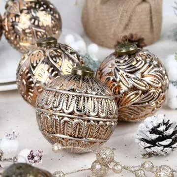 Vintage Copper Christmas Ornaments - 3.15 Inch Festive Decor