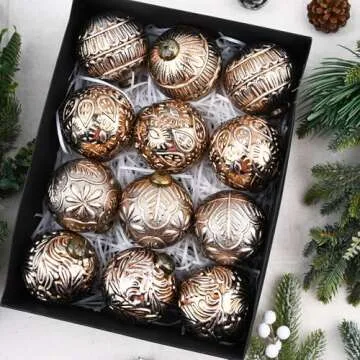 Vintage Copper Christmas Ornaments - 3.15 Inch Festive Decor