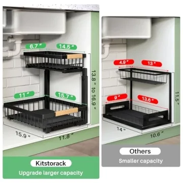 2 Pack Under Sink Organizer - 2 Tier Storage