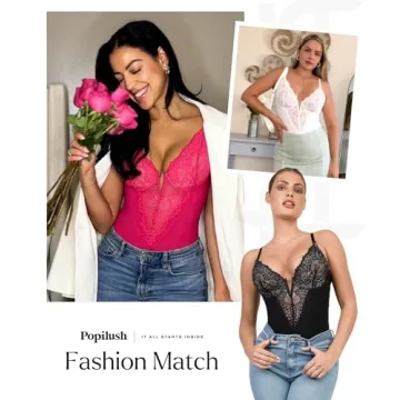Popilush Lace Corset Bodysuit Tummy Control Shapewear