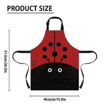 SCRAWLGOD Ladybug Print Kids Artist Apron Red Aprons for Kids Adjustable Strap Cooking Baking Artist Gardening Aprons for Boys and Girls
