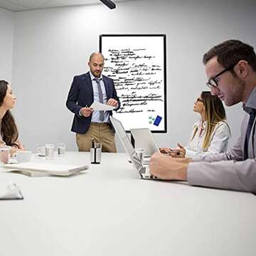 White Board Magnetic Mobile Dry Erase Board Easel 36 x 24 inch Wheels Movable Stand Whiteboard with Flipchart Hook Height Adjustable, Black