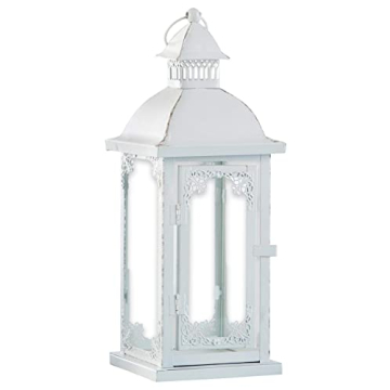 Antique White Ornate Lantern for Cozy Home Decor