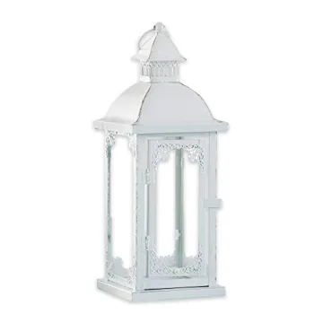 Antique White Ornate Lantern for Cozy Home Decor