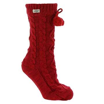 UGG Women's Pom Pom Fleece Lined Crew Sock - Warm & Stylish