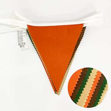 32Ft Orange Green Brown Party Decorations Triangle Flag Pennant Bunting Fabric Garland for Jungle Sa...