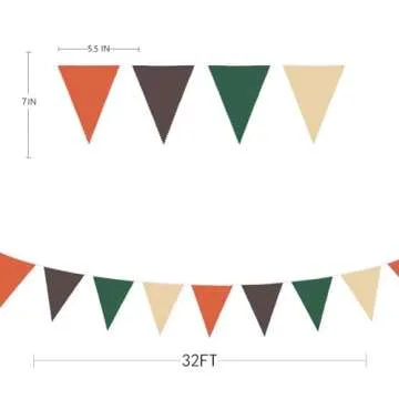 32Ft Orange Green Brown Party Decorations Triangle Flag Pennant Bunting Fabric Garland for Jungle Safari Animal Party Zoo Themed Wild One Forest Baby Shower Fall Wedding Birthday Decoration