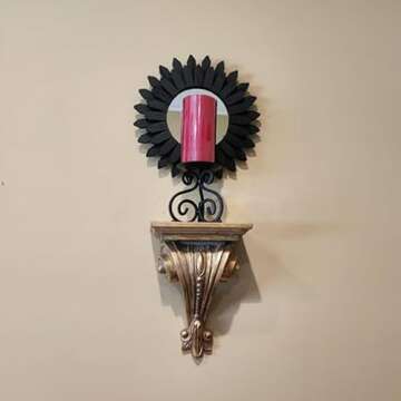 Honiway Black Wall Decor Wall Mirror 12 inch Boho Wall Decor Wood Decorative Mirror for Room Decor Home Decor for Bedroom Living Room Bathroom Kitchen Black