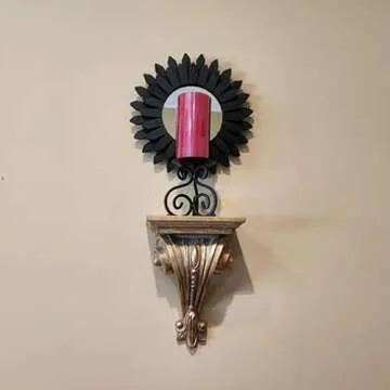 Honiway Black Wall Decor Wall Mirror 12 inch Boho Wall Decor Wood Decorative Mirror for Room Decor Home Decor for Bedroom Living Room Bathroom Kitchen Black