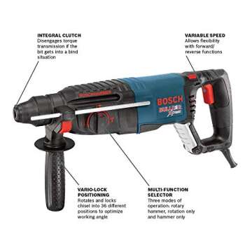 BOSCH 11255VSR Bulldog Xtreme 8 Amp Corded Rotary Hammer for Powerful Performance