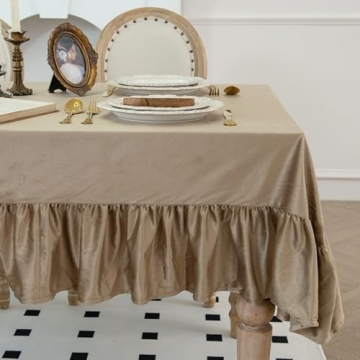 LOSIVISHE Premium Velvet Tablecloth with Pleated Skirt - Luxurious Soft Touch for Dining and Special...